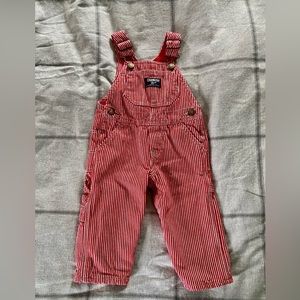 OshKosh B’gosh Hickory Stripped Overalls - 12 Month Red